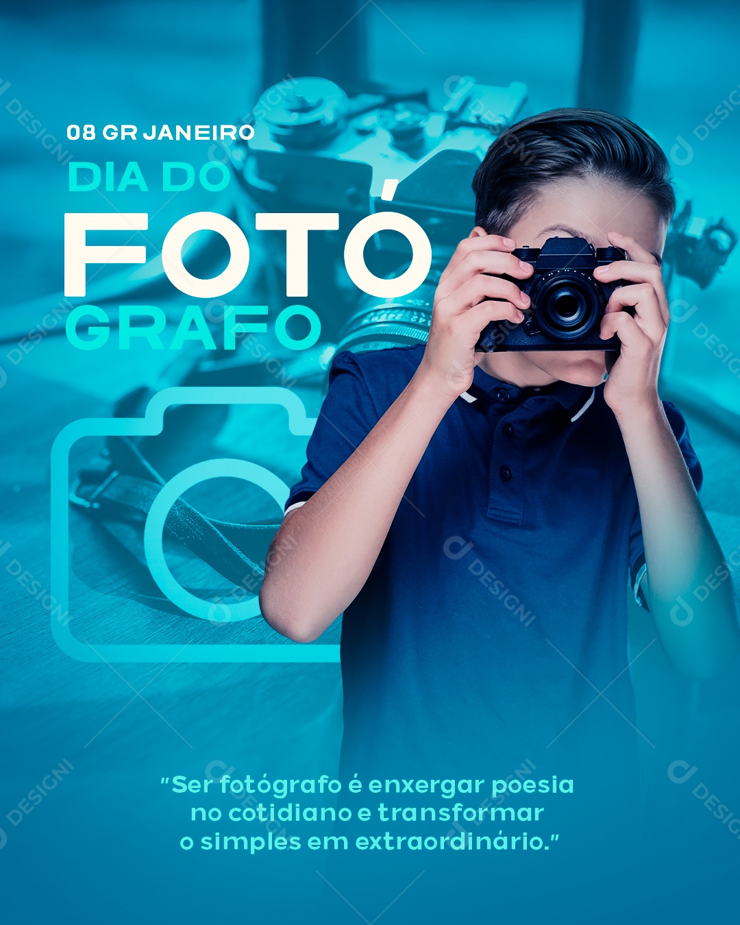 Feliz Dia do Fotógrafo 08 de Janeiro Social Media PSD Eitável