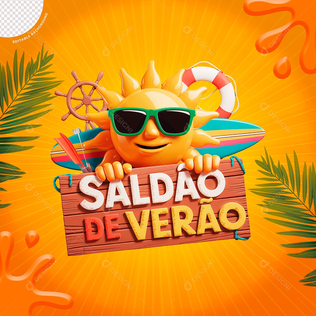 Selo 3D Salada de Verão Para Composição PSD