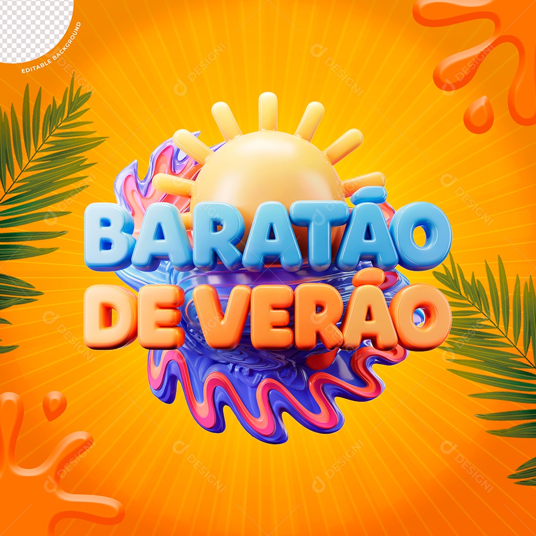 Selo 3D Baratão de Verão Para Composição PSD