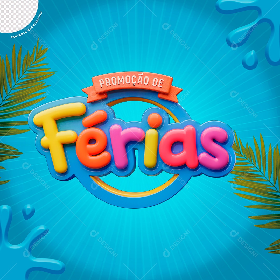 Selo 3D Promoção De Férias Para Composição PSD
