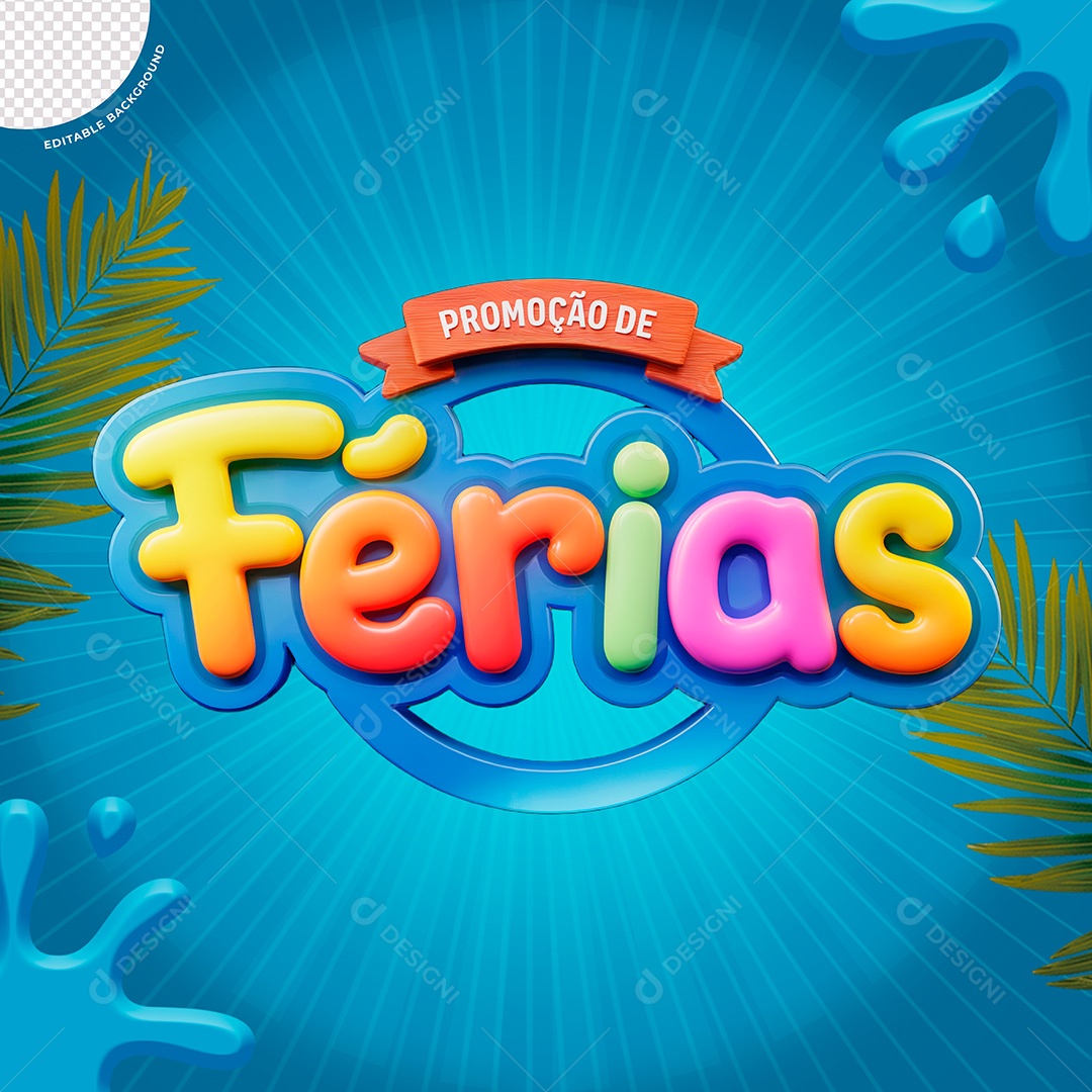 Selo 3D Promoção De Férias Para Composição PSD