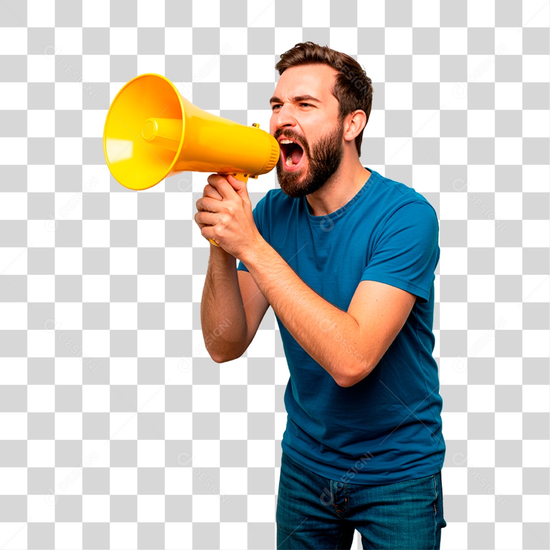 Homem Segurando Megafone PNG Transparente