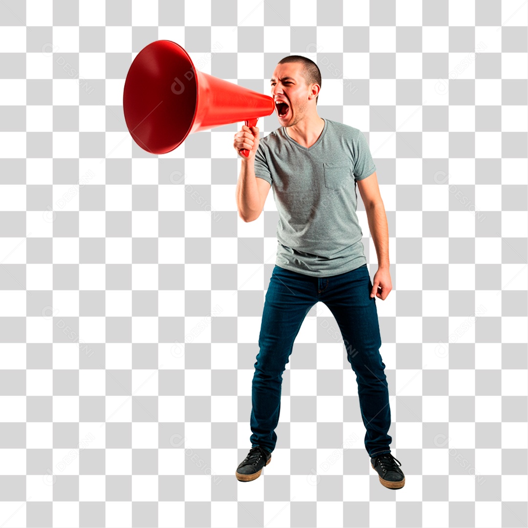 Homem Segurando Megafone PNG Transparente