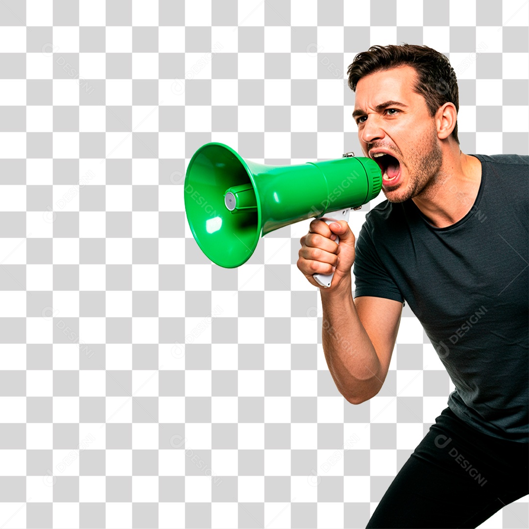 Homem Segurando Megafone PNG Transparente