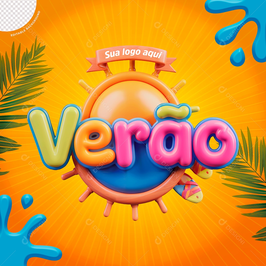 Selo 3D de Verão Para Composição PSD