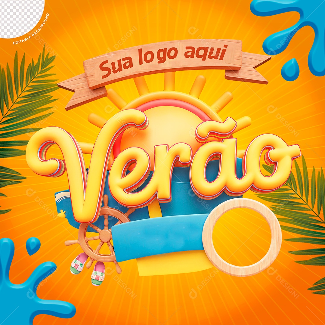 Selo 3D Verão Para Composição PSD