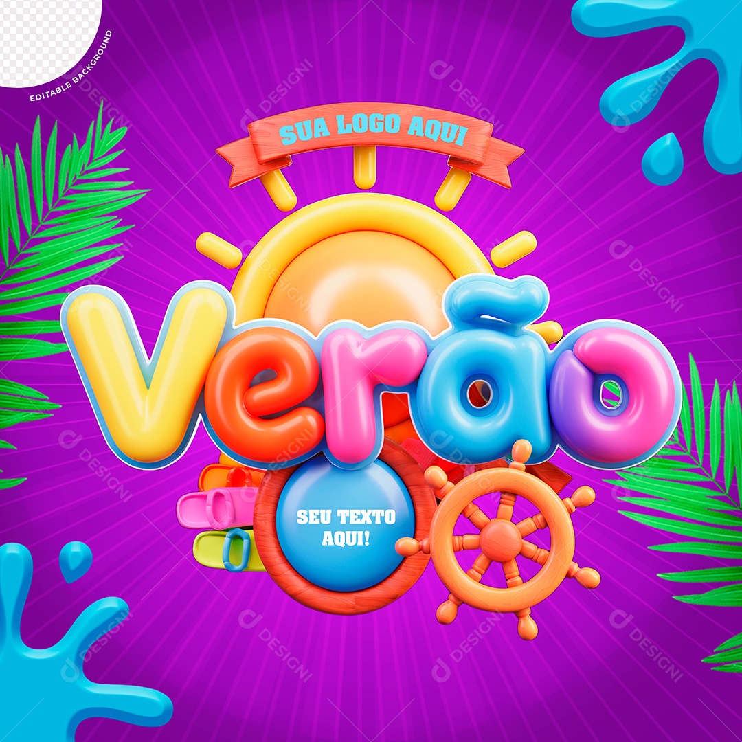 Selo 3D Saldão Verão Para Composição PSD