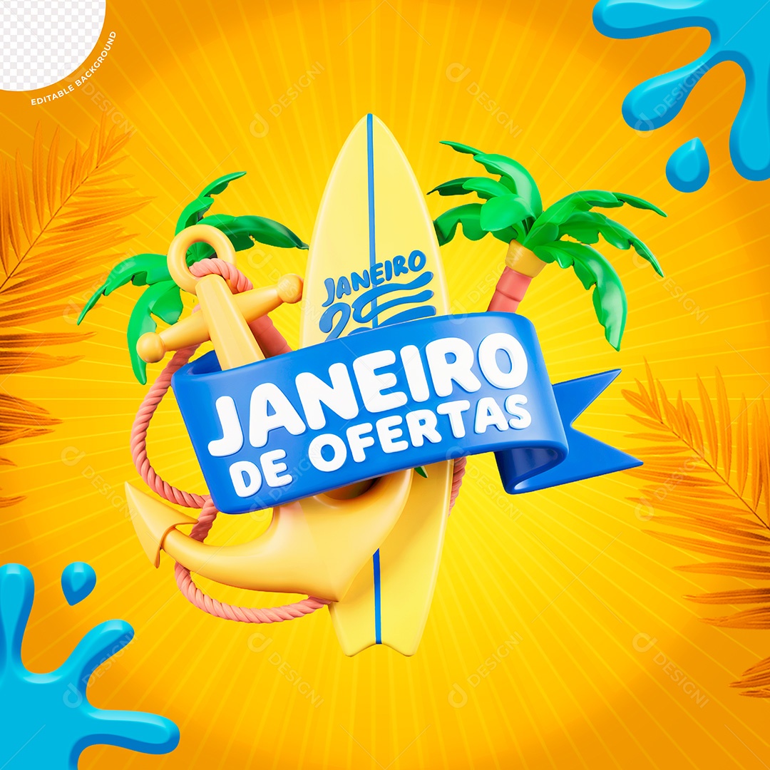 Selo 3D Janeiro De Ofertas Para Composição PSD