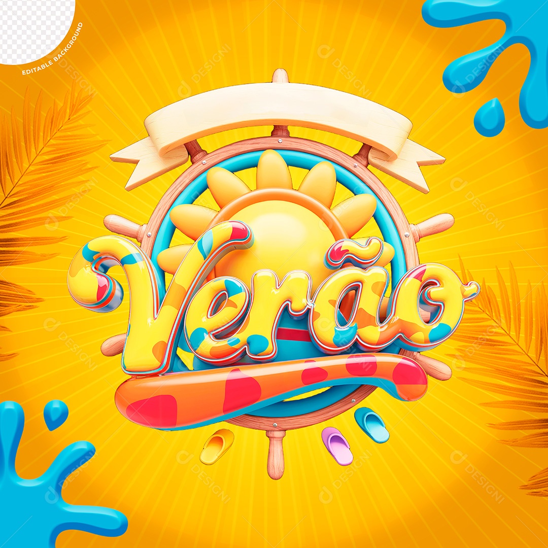 Selo 3D Verão Para Composição PSD