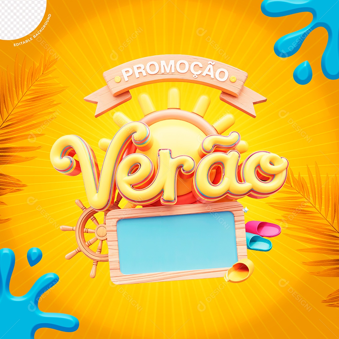 Selo 3D Promoção Verão Para Composição PSD