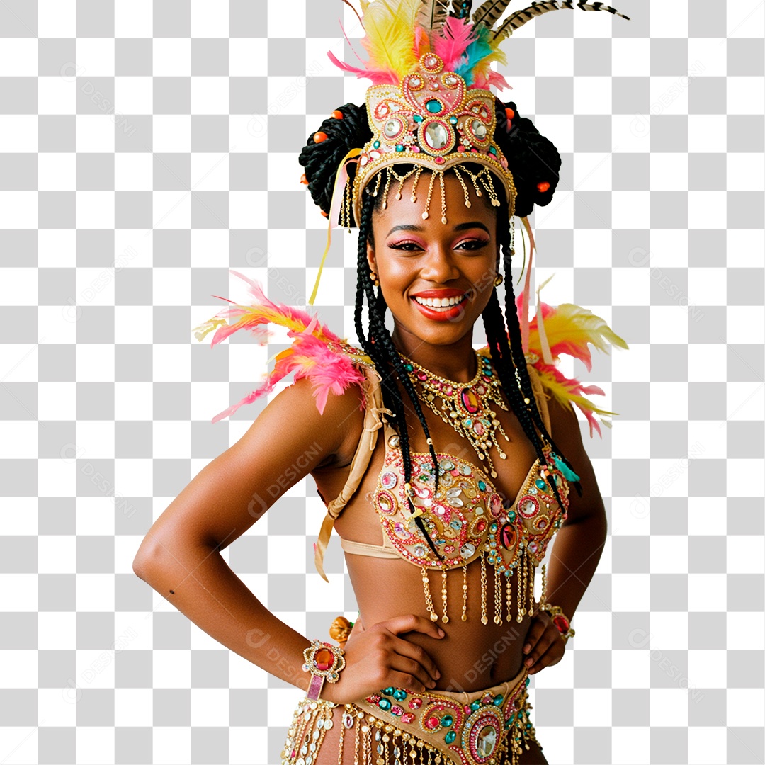 Mulher com Roupa Carnaval PNG Transparente