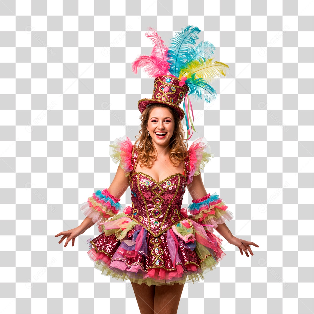 Mulher com Roupa Carnaval PNG Transparente