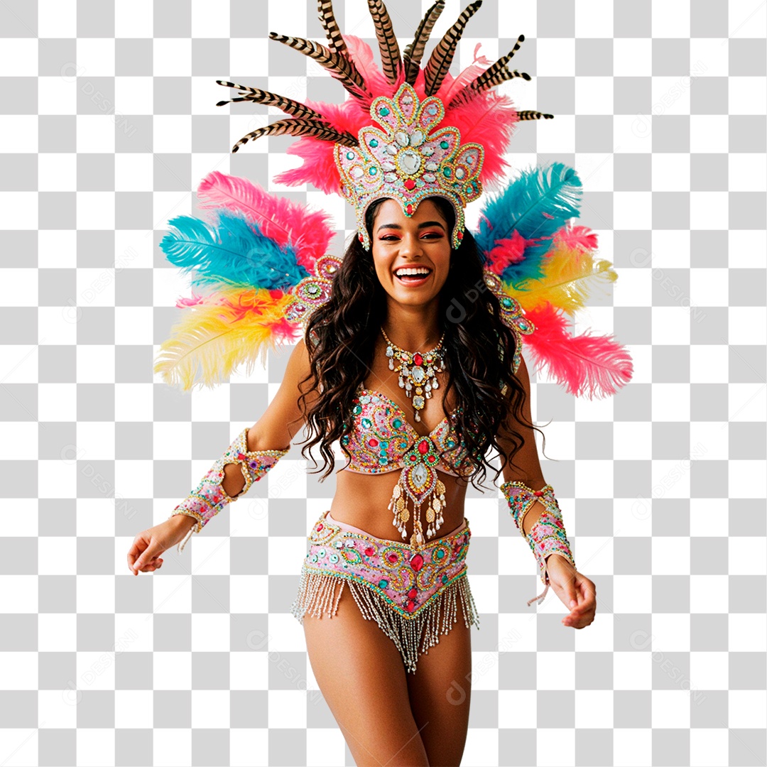 Mulher com Roupa Carnaval PNG Transparente
