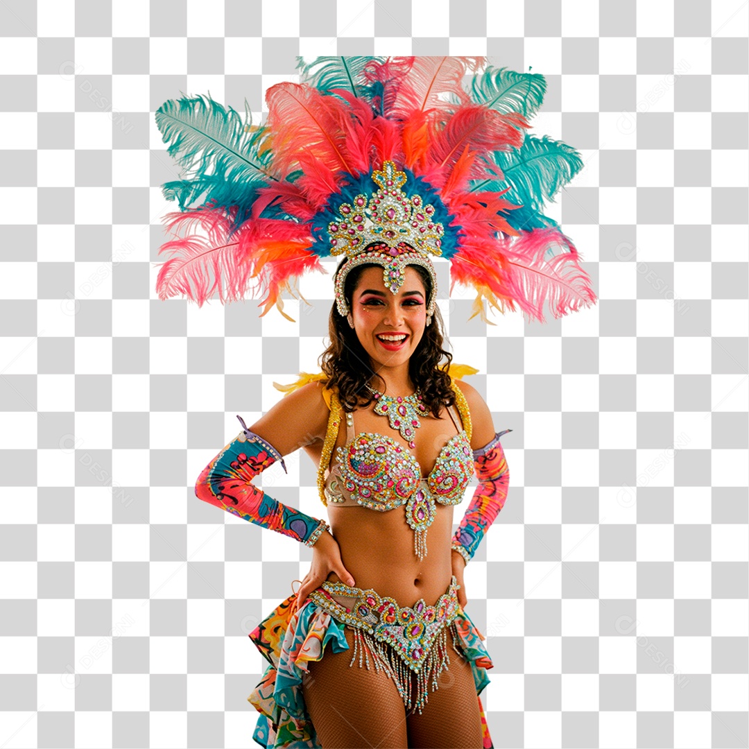 Mulher com Roupa de Carnaval PNG Transparente