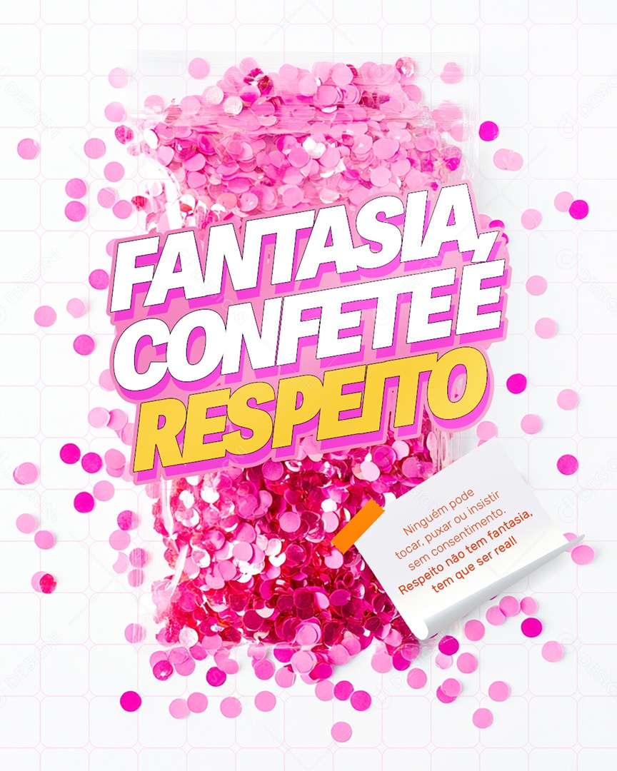 Avisos Fantasia Confete é Respeito Social Media PSD Editável