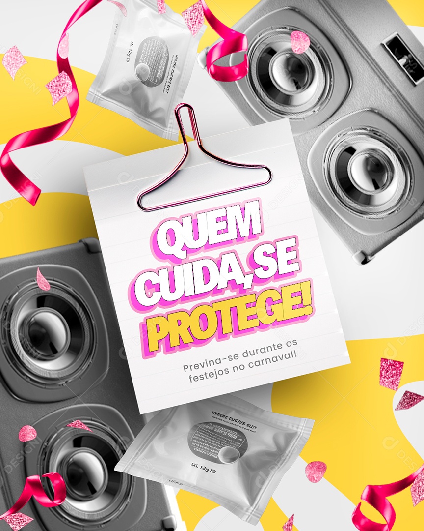 Social Media Avisos Quem Cuida Se Protege PSD Editável