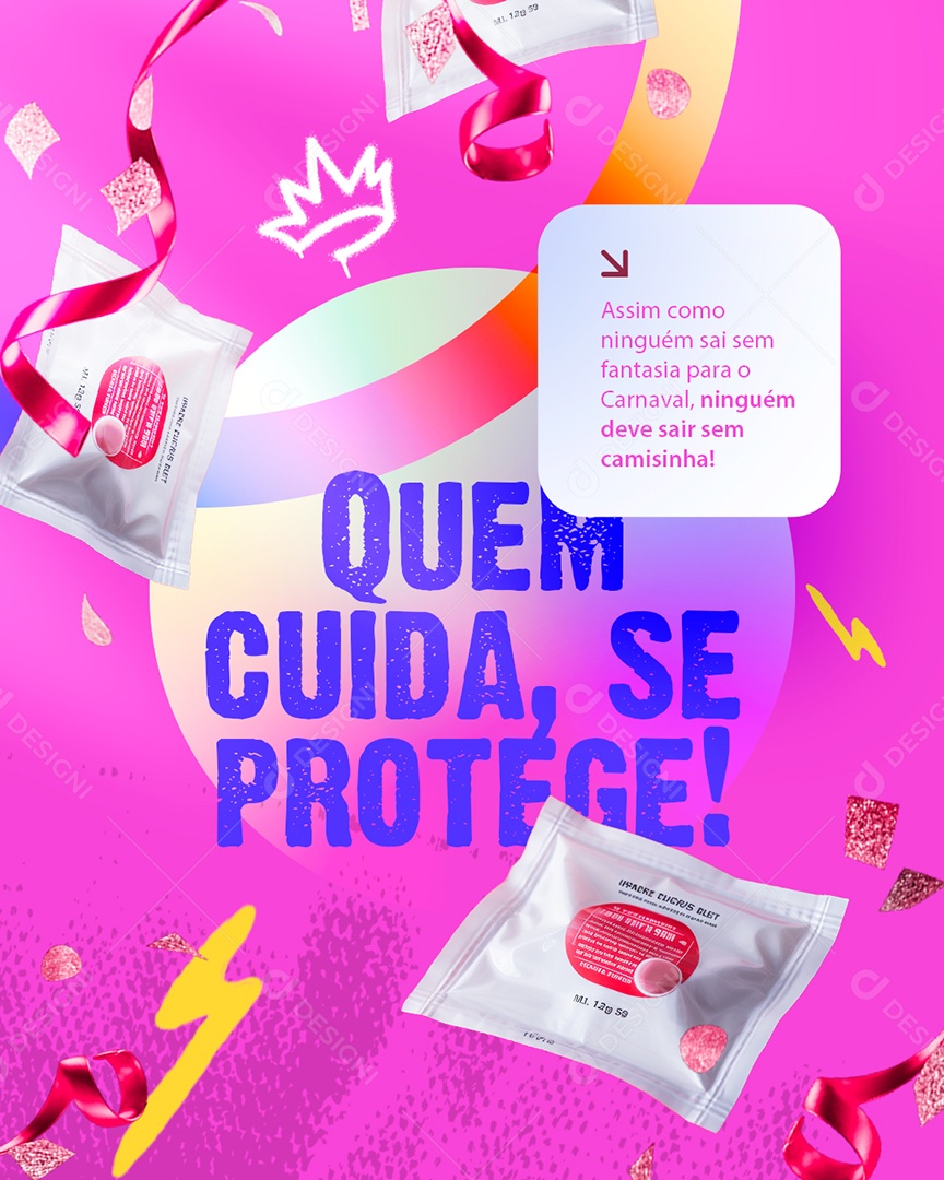 Avisos Quem Cuida Se Protege Social Media PSD Editável
