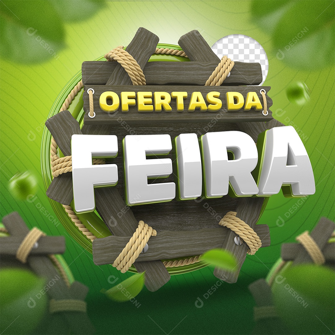 Ofertas Da Feira Selo 3D Dourado e Branco para Composição PSD