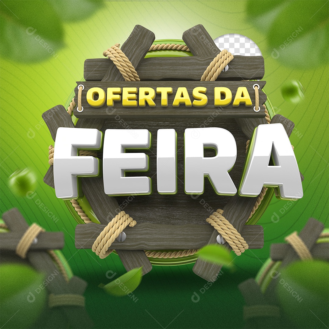 Ofertas Da Feira Selo 3D Dourado e Branco para Composição PSD