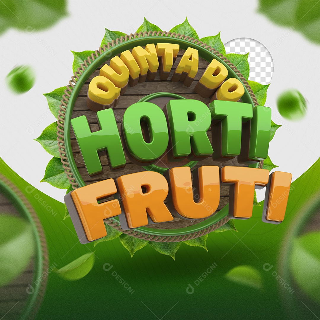 Selo 3D Quinta Do Hortifruti Verde e Laranja para Composição PSD