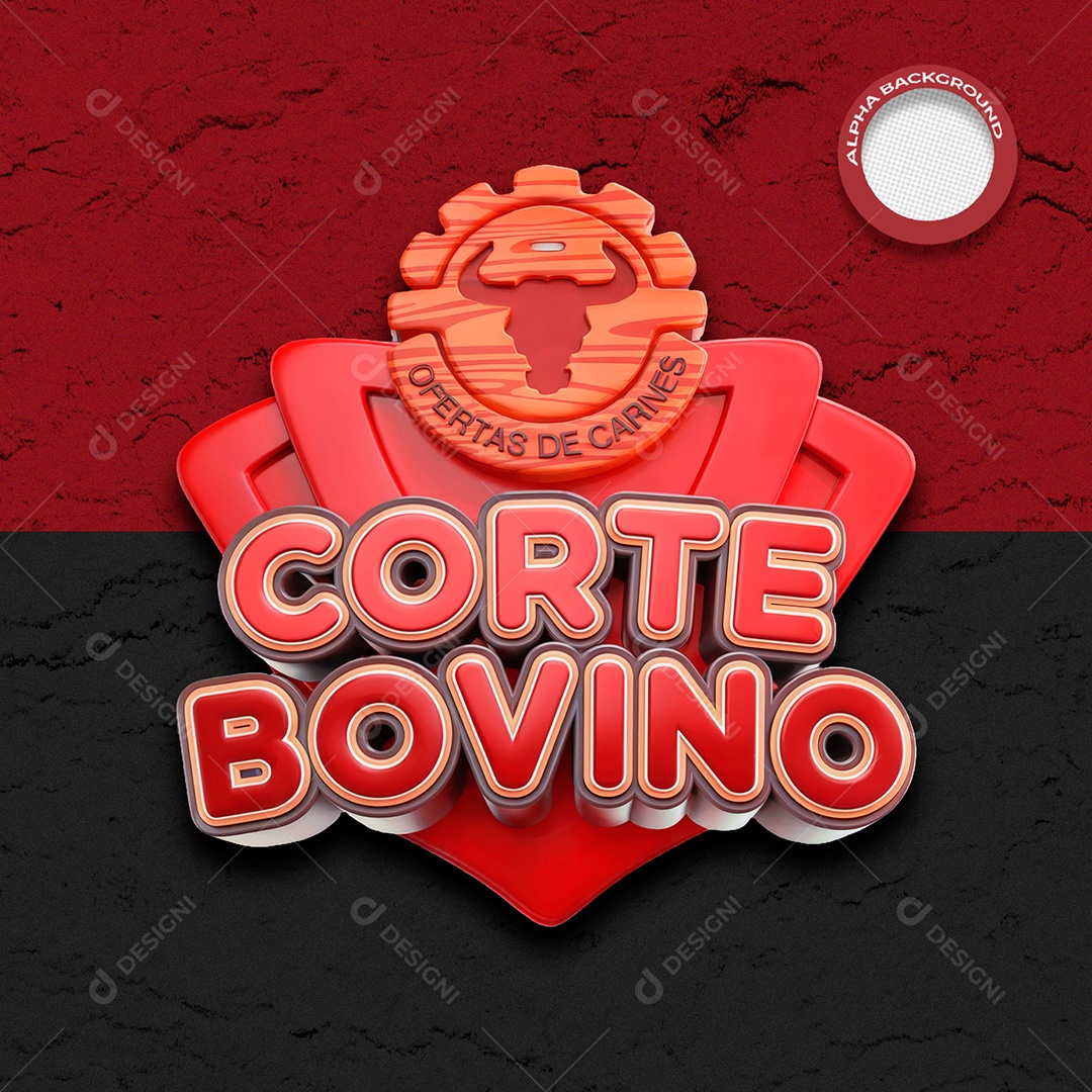 Selo 3D Corte Bovino para Composição PSD