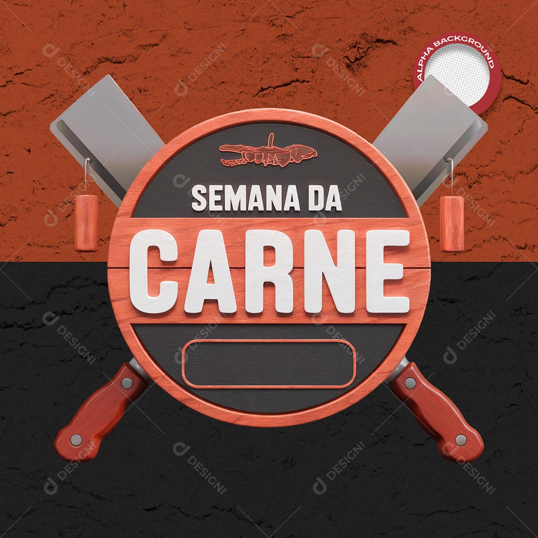 Selo 3D Fim de Semana da Carne para Composição PSD