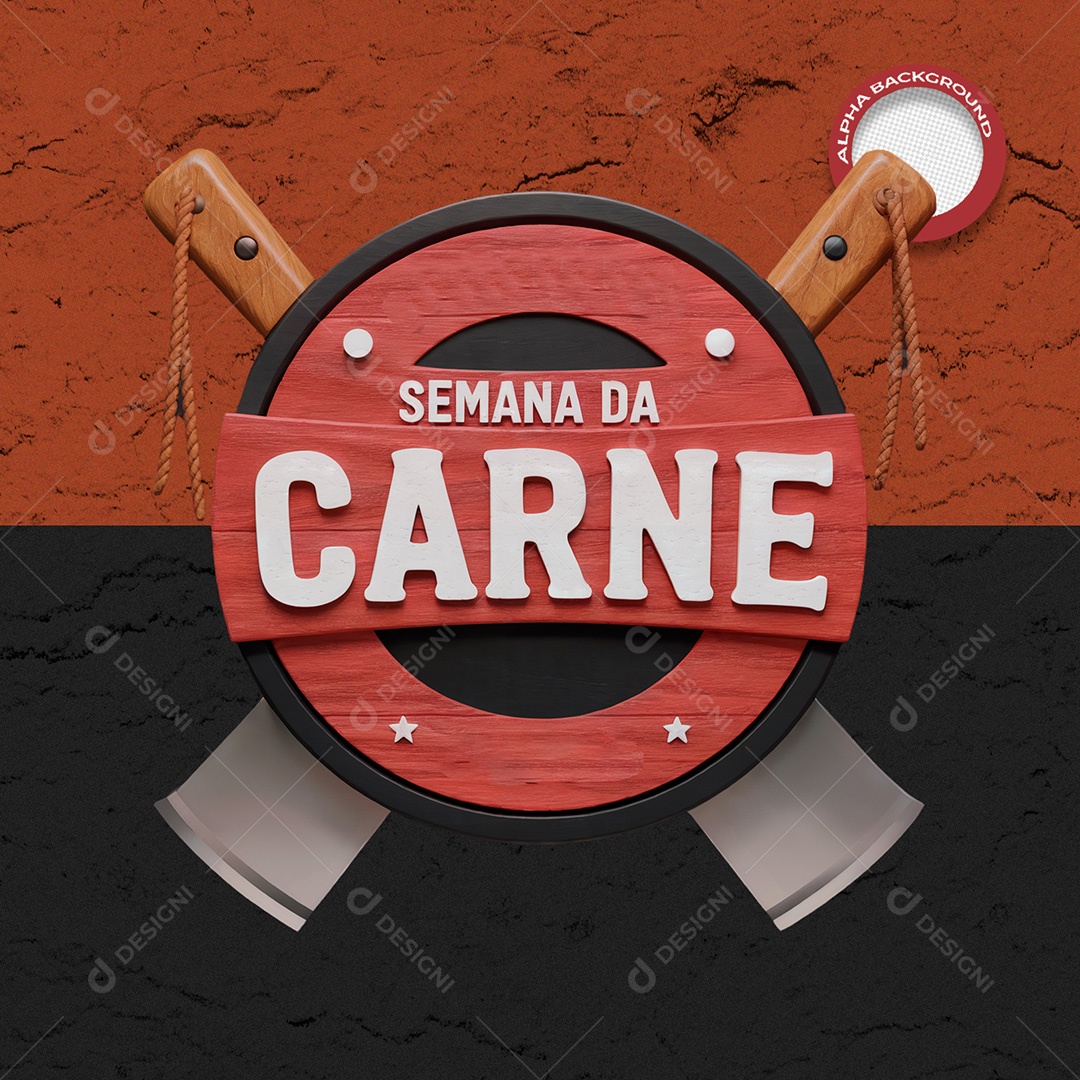 Selo 3D Fim de Semana da Carne para Composição PSD
