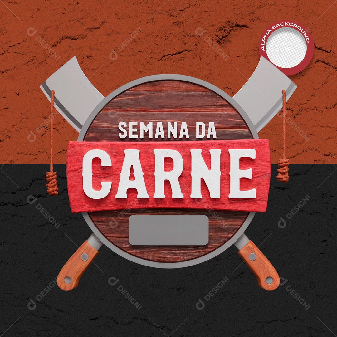 Selo 3D Semana Da Carne Para Composição PSD