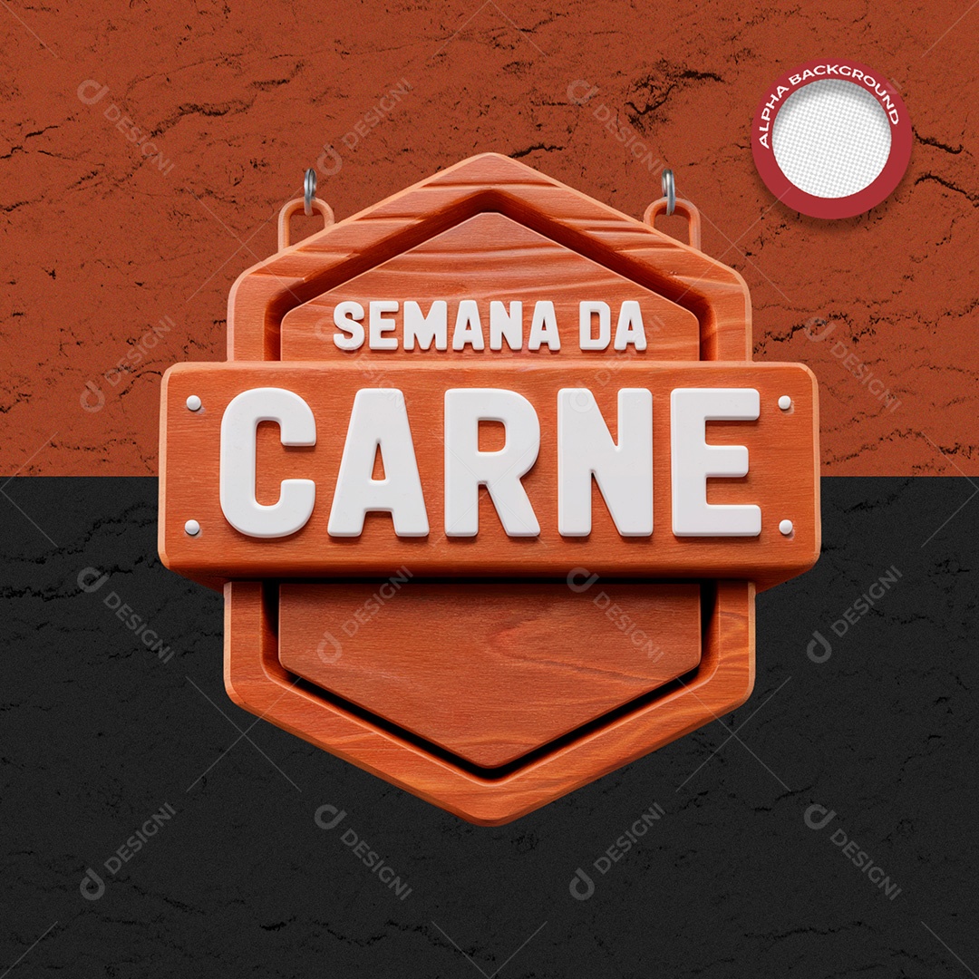 Selo 3D Semana Da Carne Para Composição PSD