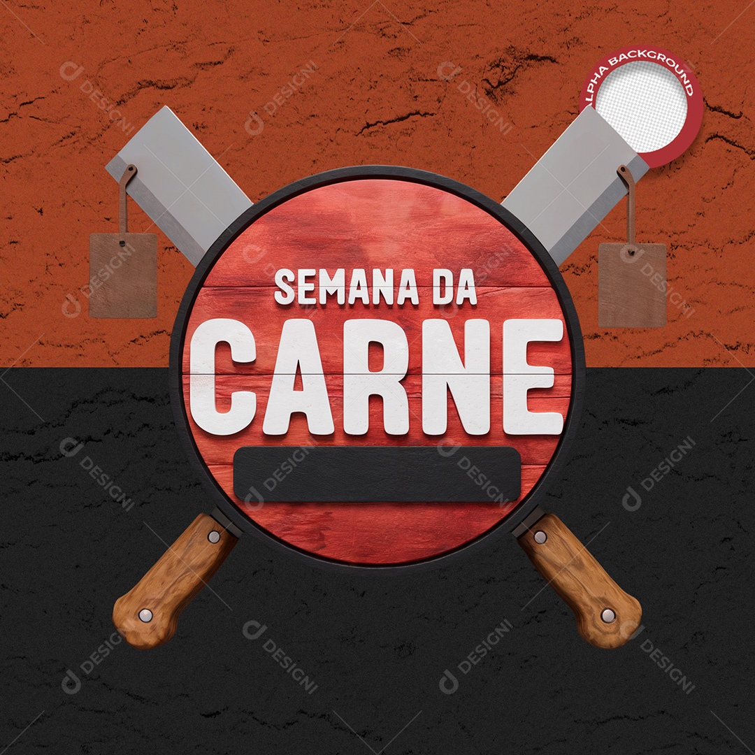 Selo 3D Semana Da Carne Para Composição PSD