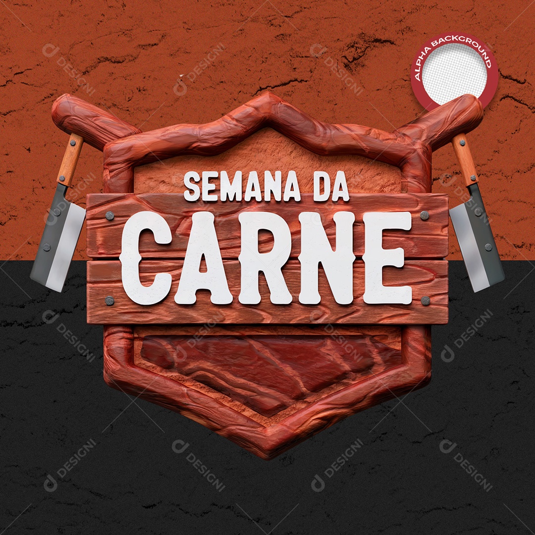 Selo 3D Semana Da Carne Para Composição PSD