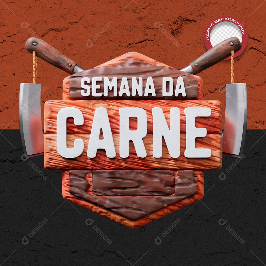 Selo 3D Semana Da Carne Para Composição PSD