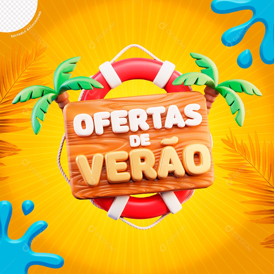 Ofertas de Verão Selo 3D para Composição PSD