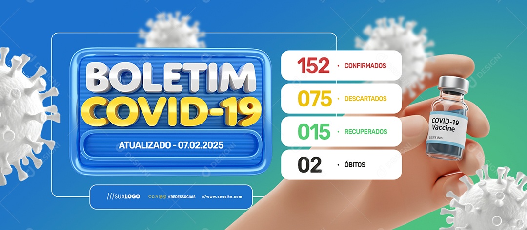 Banner Boletim Covid-19 Atualizado Social Media PSD Editável