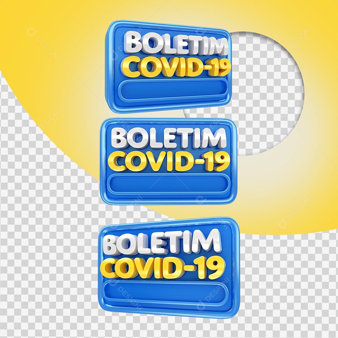 Boletim Covid-19 Covid Selo 3D para Composição PSD