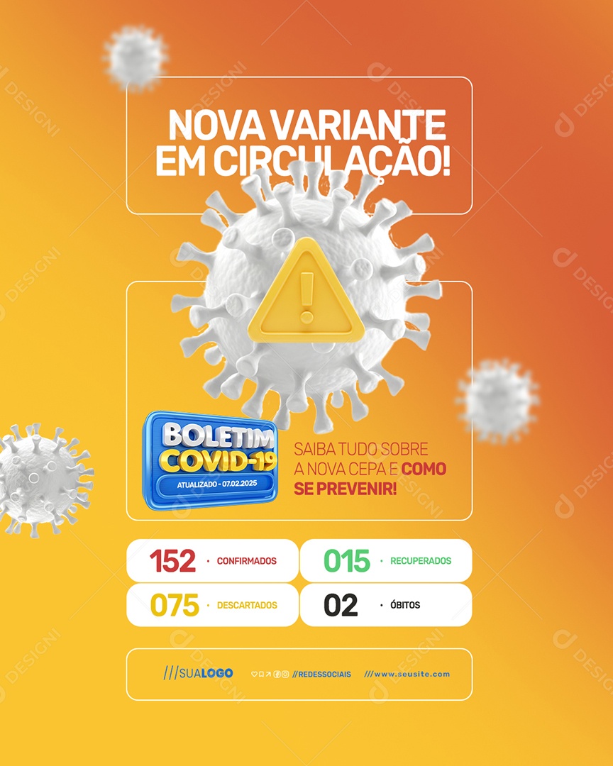 Boletim Covid-19 Nova Variante em Circulação Social Media PSD Editável