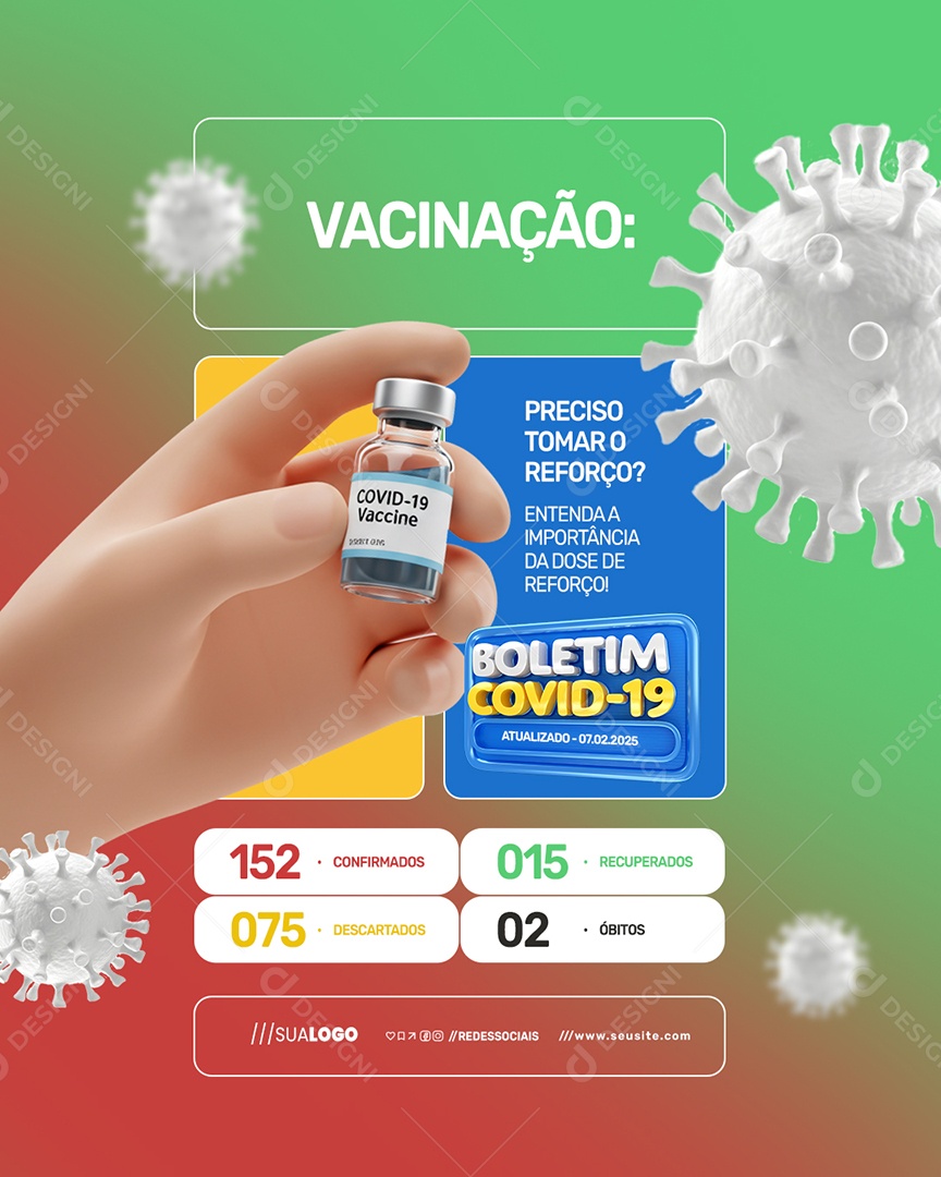 Boletim Covid-19 Vacinação Social Media PSD Editável