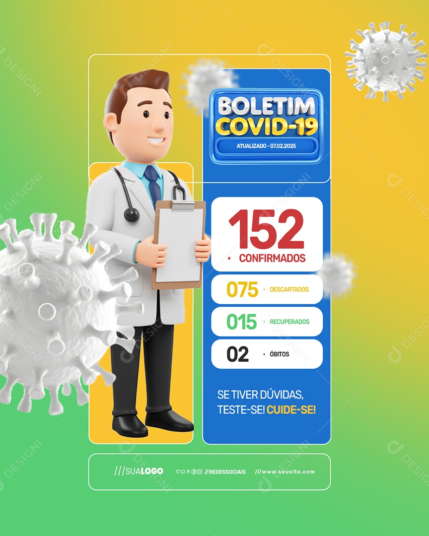 Boletim Covid-19 Se Tiver Dúvidas Teste Se Social Media PSD Editável