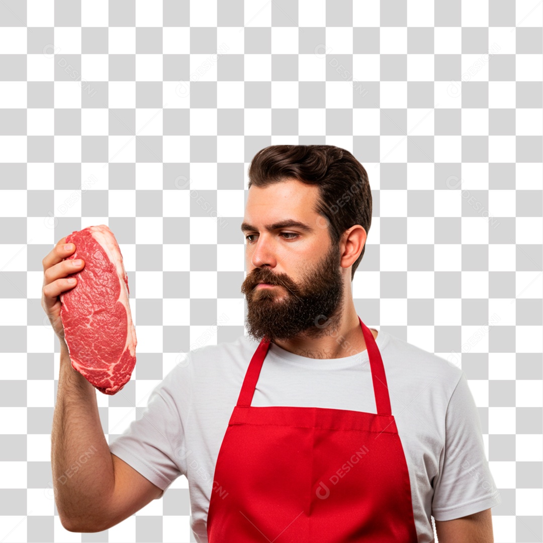 Homem Segurando Carne PNG Transparente