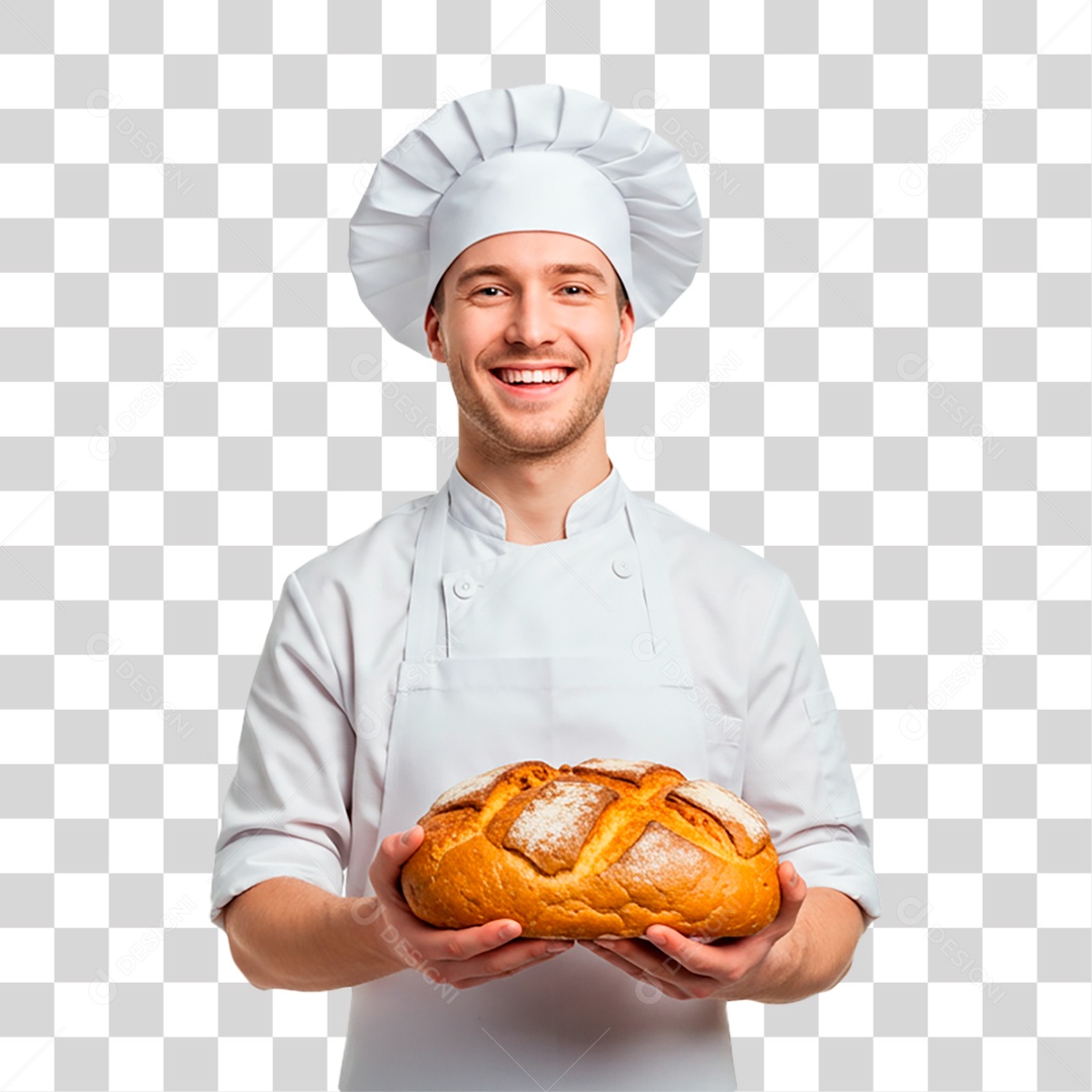 Homem Segurando Pão PNG Transparente