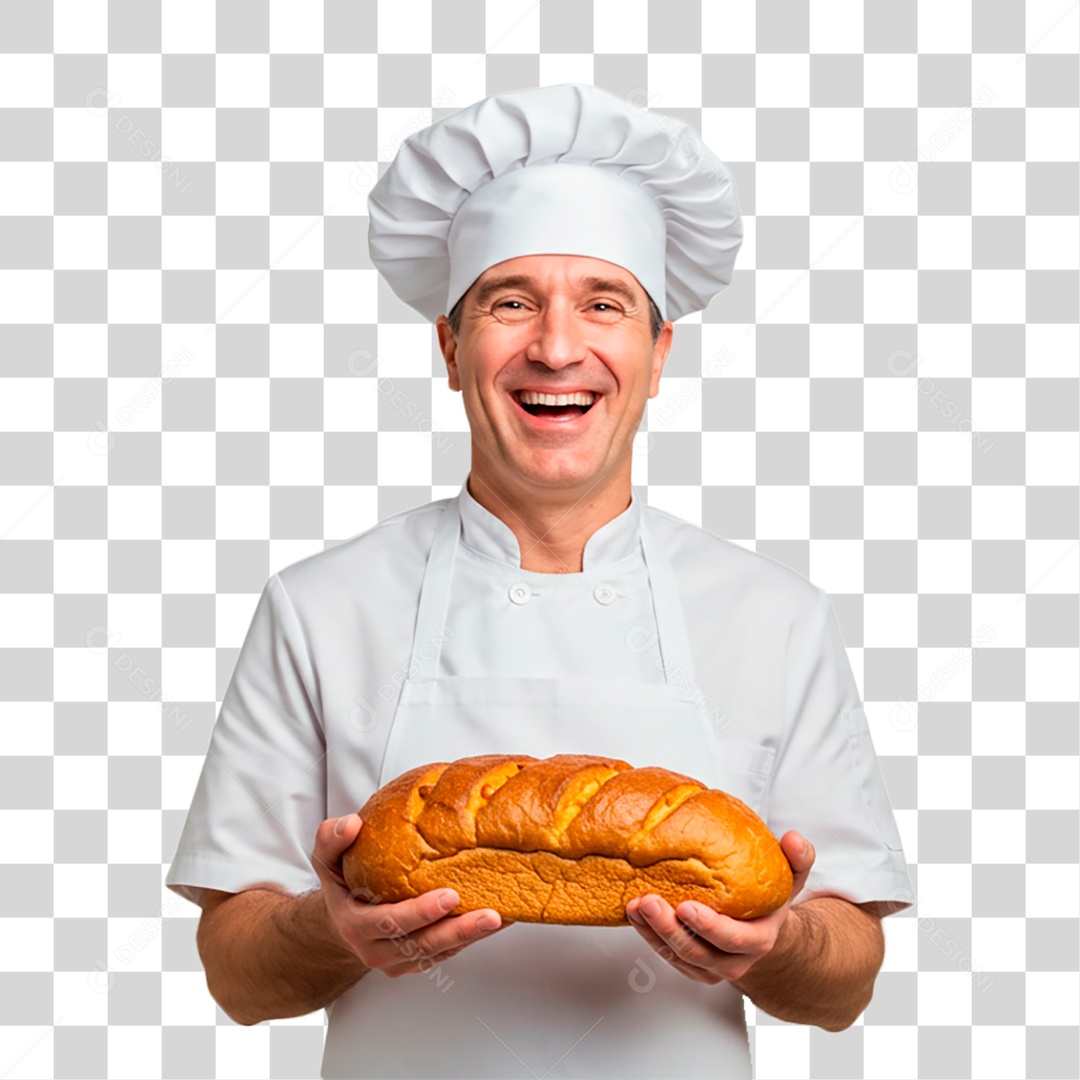 Homem Segurando Pão PNG Transparente