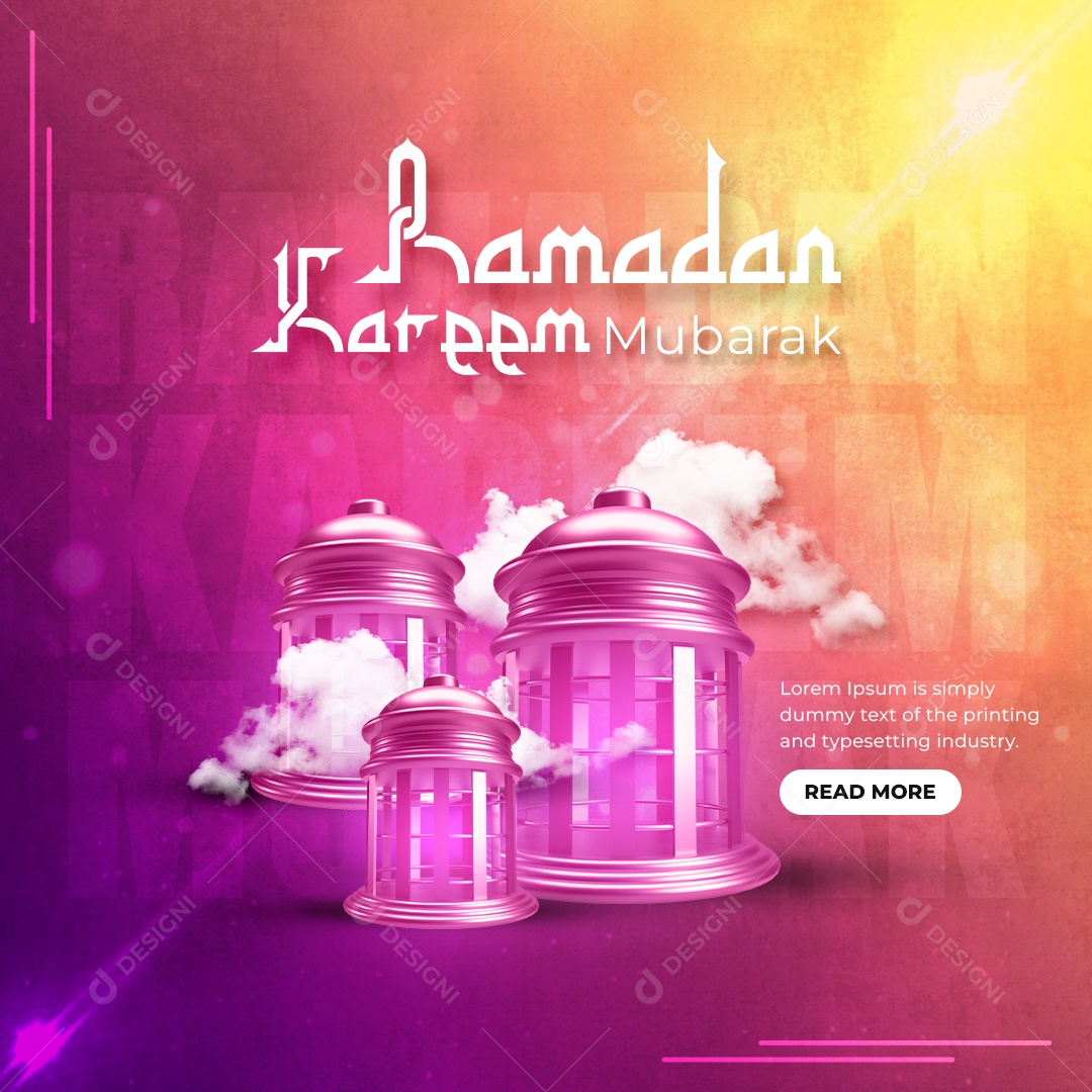 Social Media Feed Ramadan Kareem Mubarak PSD Editável