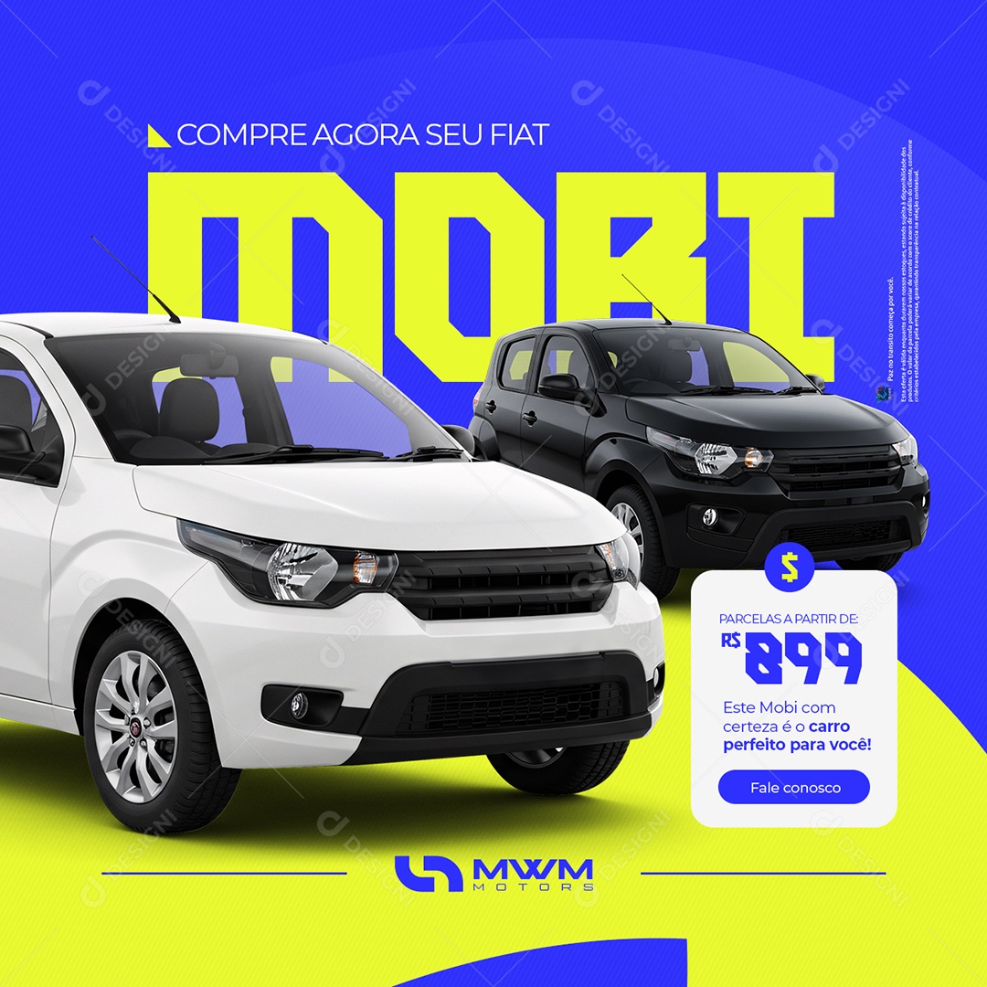 Ofertas Carros Concessionária Compre Agora Seu Fiat Mobi Social Media PSD Editável