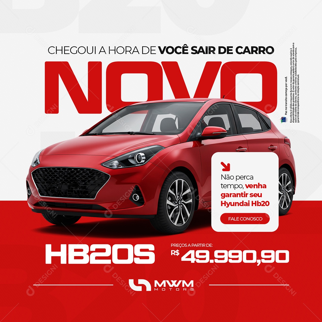 Ofertas Carros Concessionária Venha Garantir seu Hyundai Hb20 Social Media PSD Editável