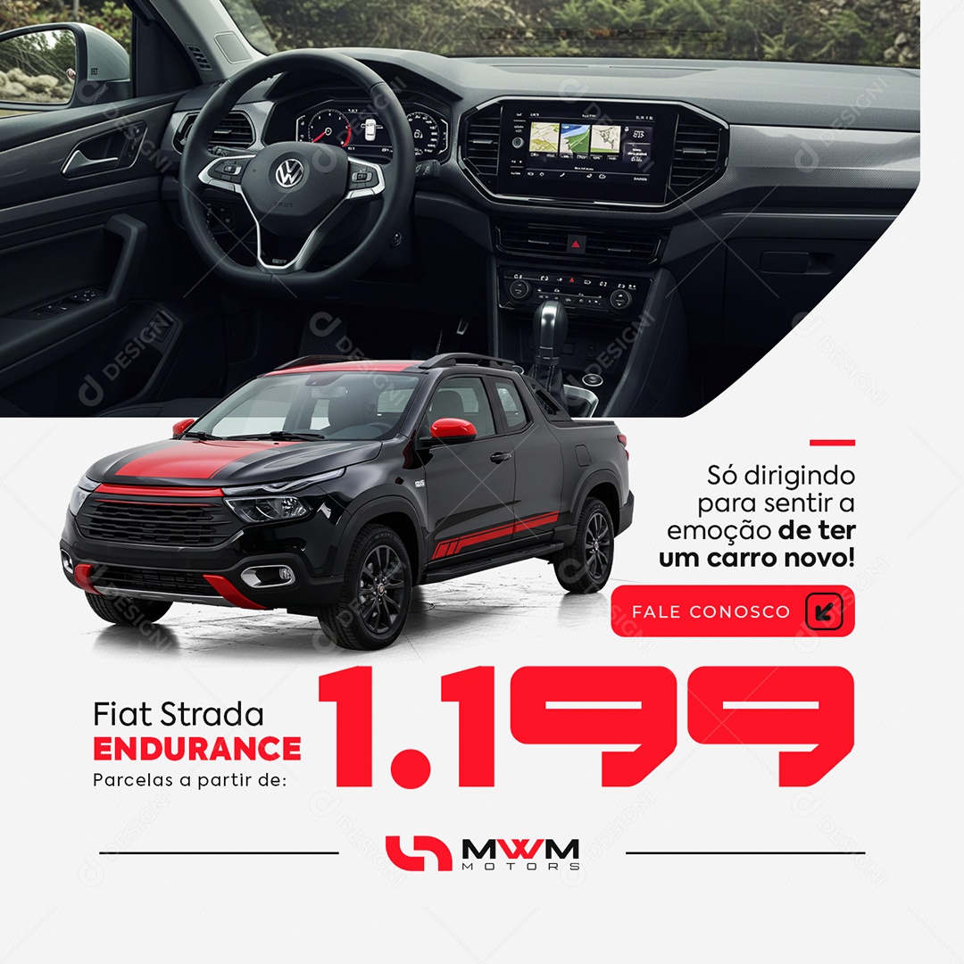 Ofertas Carros Concessionária Fiat Strada Endurance Social Media PSD Editável