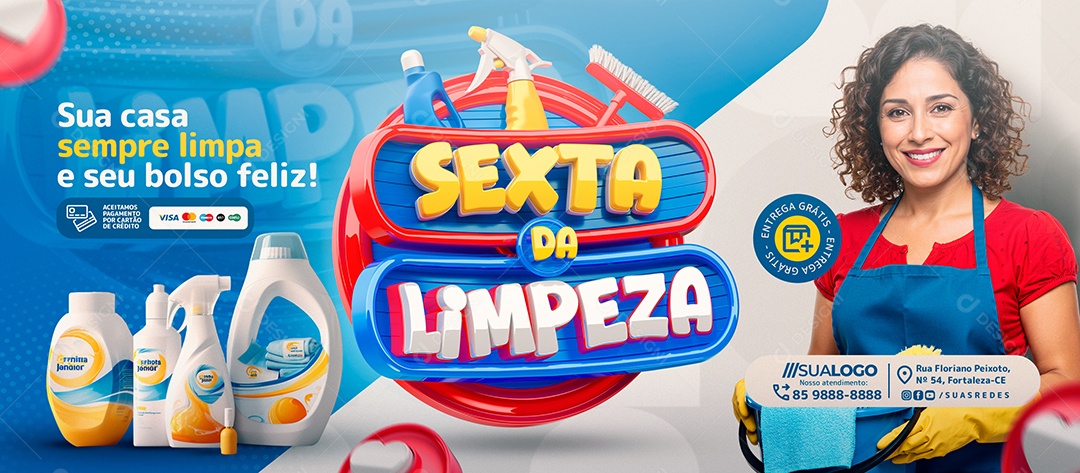 Banner Sexta Da Limpeza Produtos Social Media PSD Editável