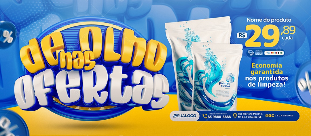 Banner De Olho nas Ofertas Produtos Social Media PSD Editável