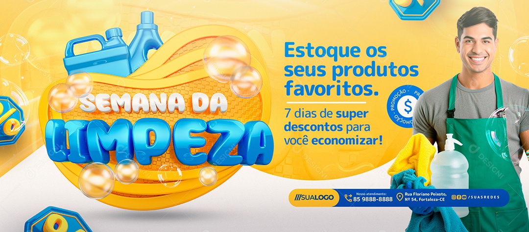 Banner Semana Da Limpeza Produtos Social Media PSD Editável