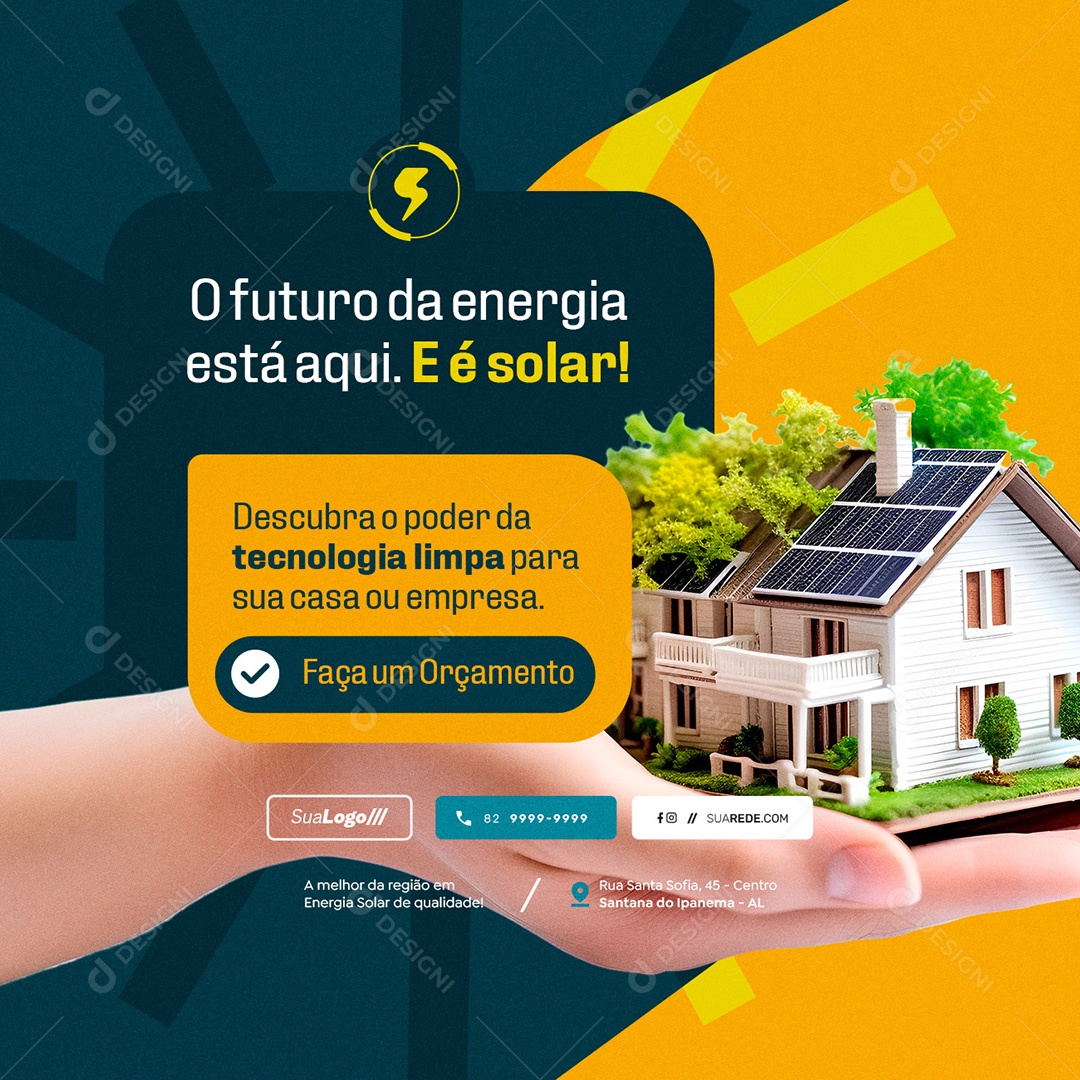 Energia Solar O Futuro da Energia Está Aqui Social Media PSD Editável