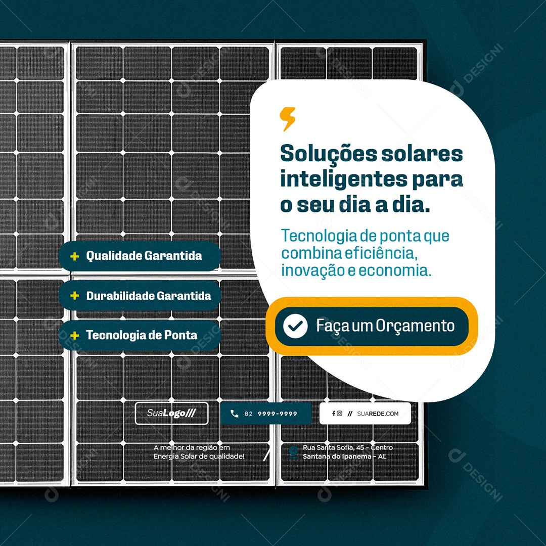 Energia Solar Faça um Orçamento Social Media PSD Editável